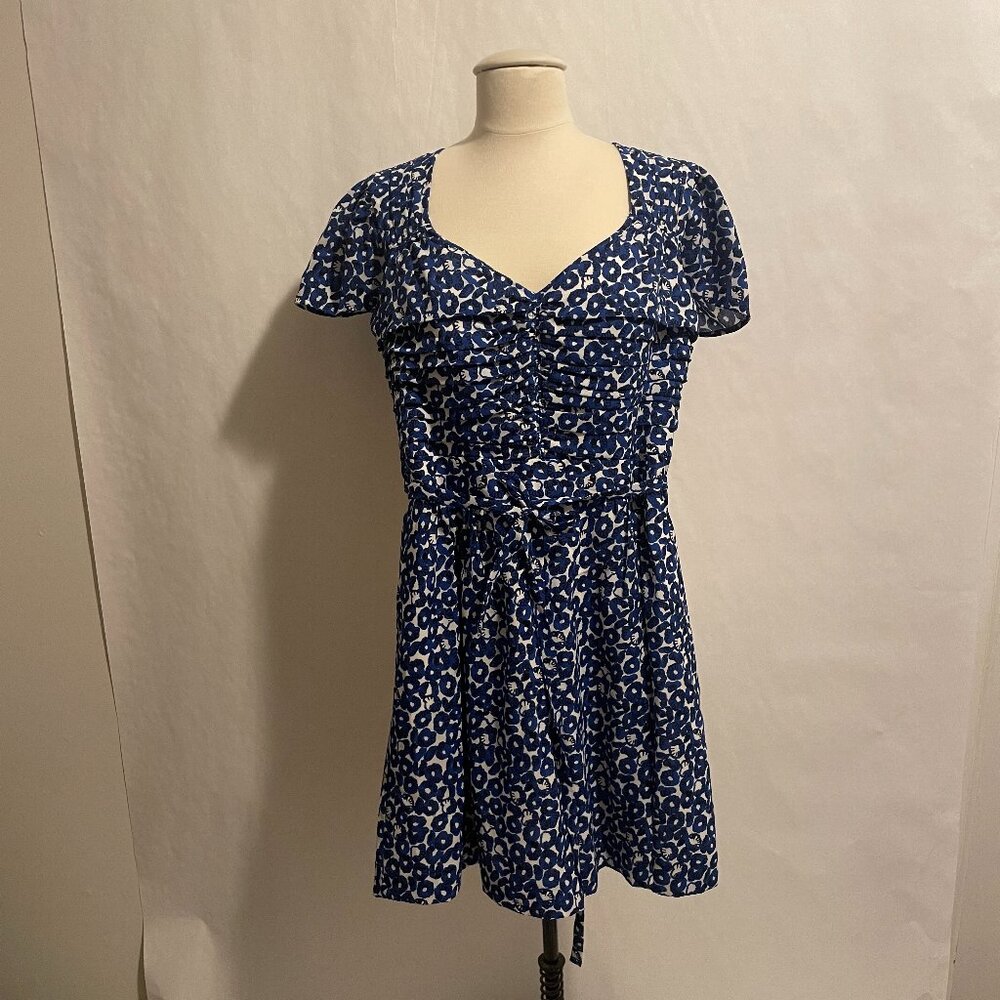 Anthropologie Leifnotes Women's Size Blue & Black Floral Vintage Style Playsuit